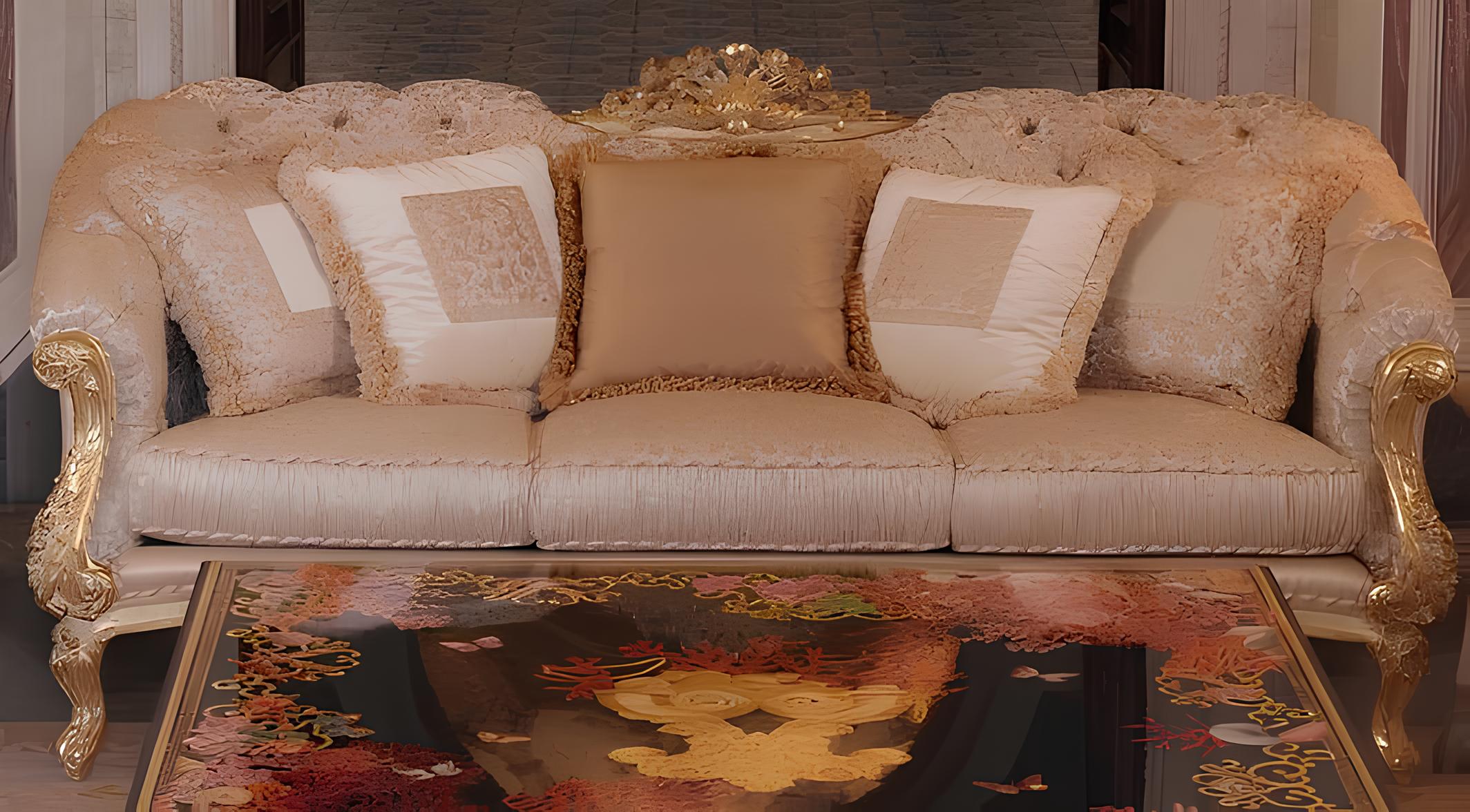 Chesterfield Classic Three-Seater Sofa Living Room Textile Sofa 3 Seat Couch