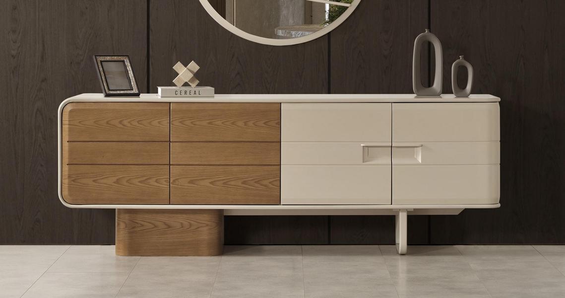 White Sideboard Modern Design Luxury Wooden Furniture Dresser Interior