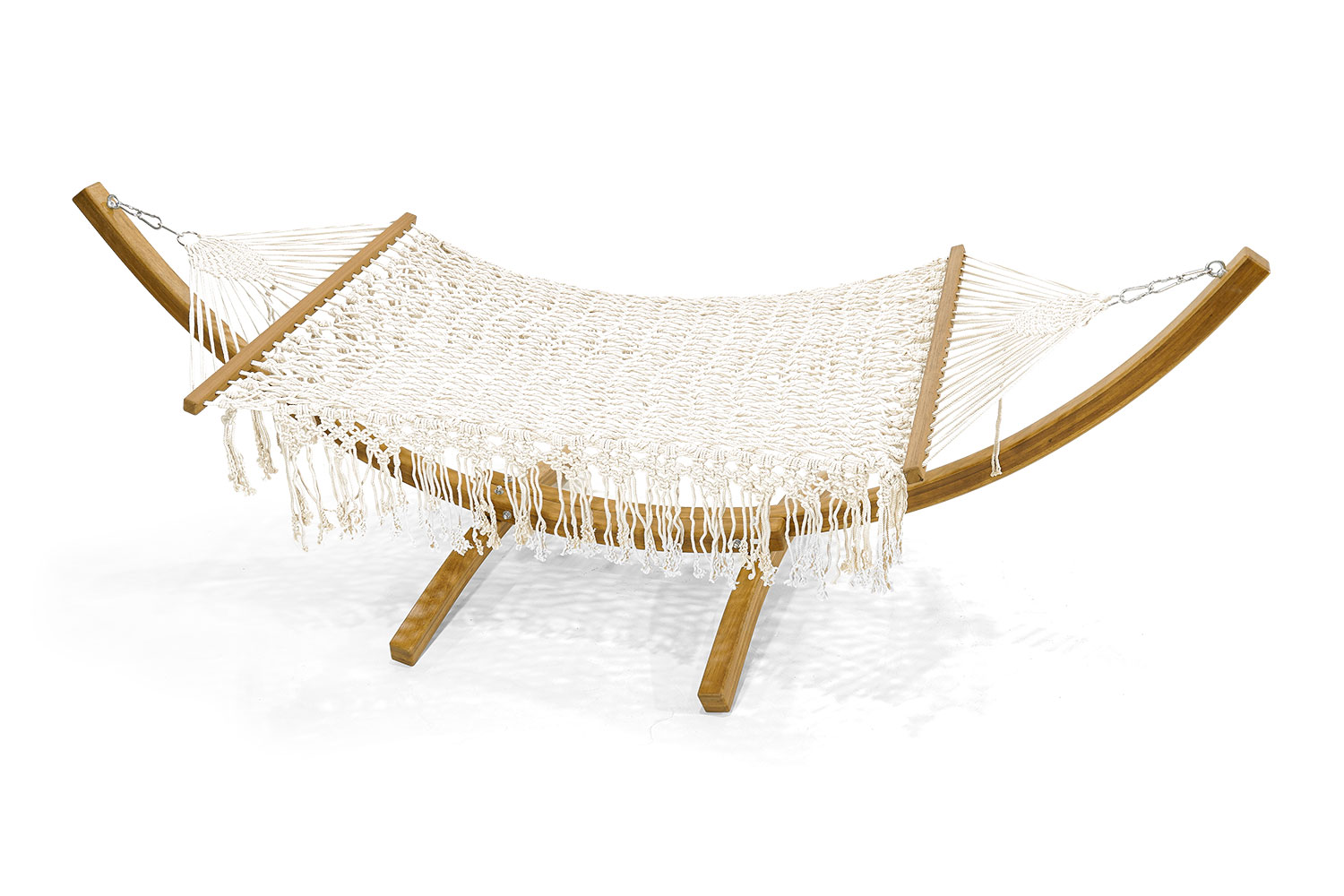 White-brown hammock luxurious wooden frame stylish terrace furniture