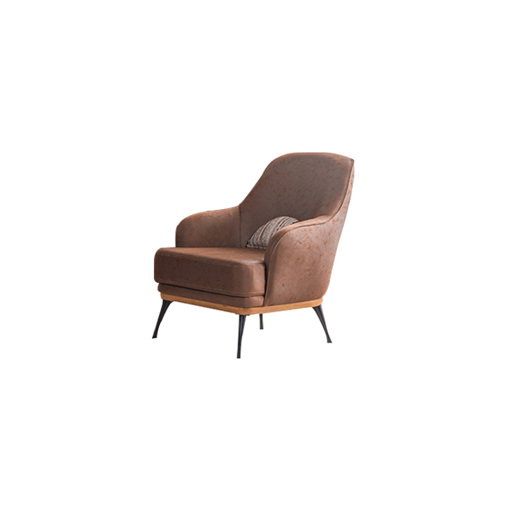 Cozy designer armchair made of brown fabric for the living room, new.