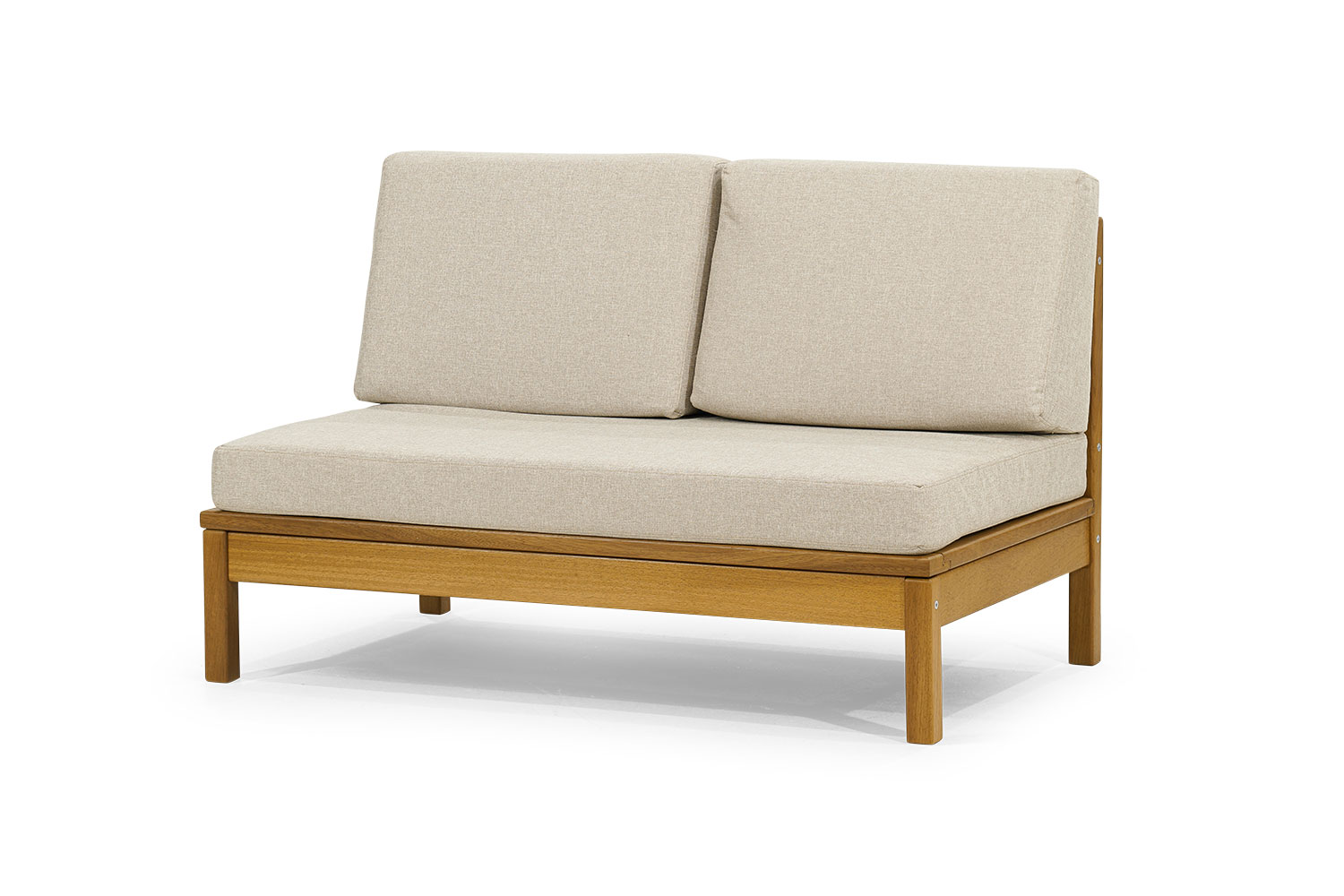 Hell beige noble two-seater robust garden furniture luxurious wooden bench