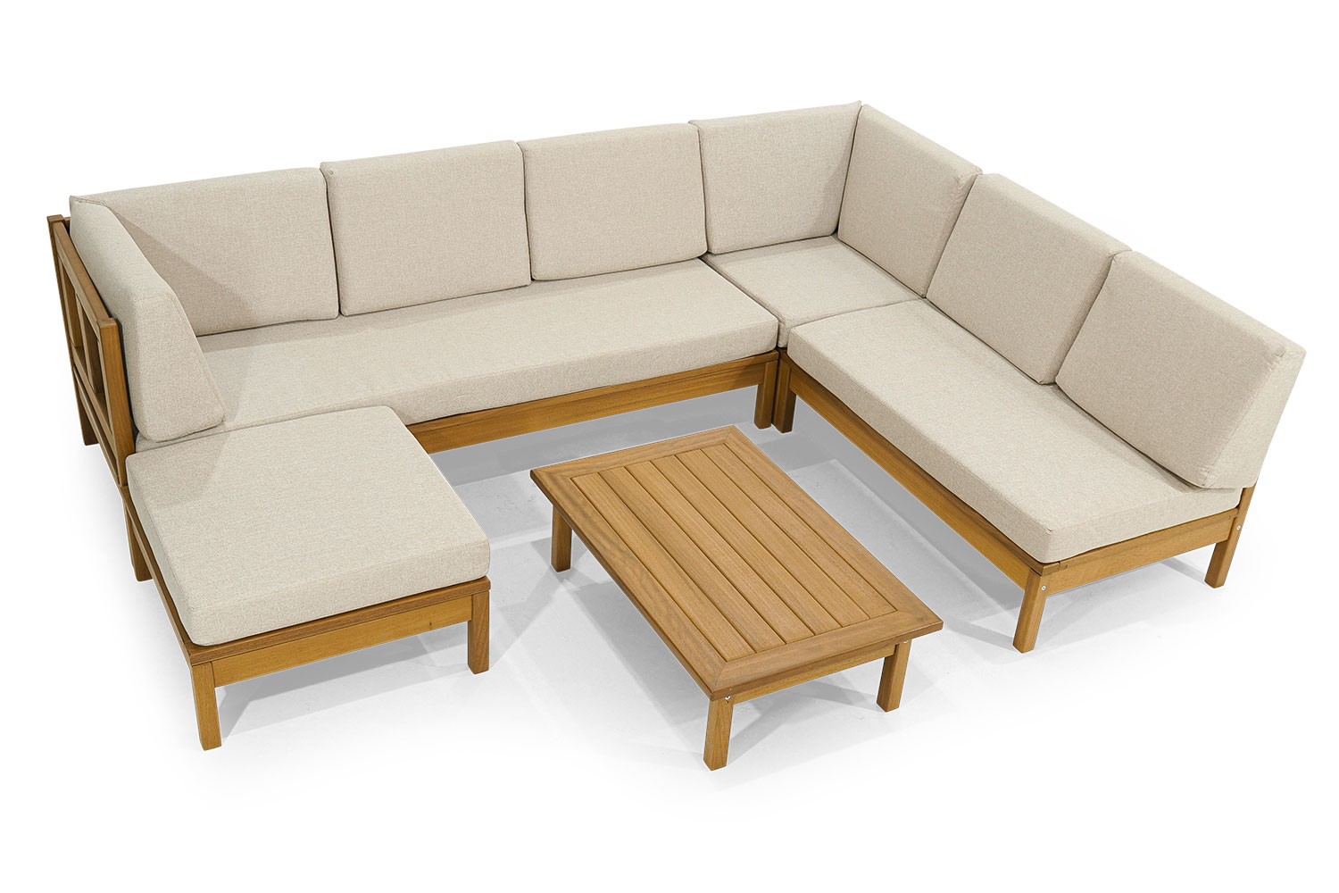 Noble garden furniture designer U-shaped corner sofa wooden coffee table stool 3-piece set