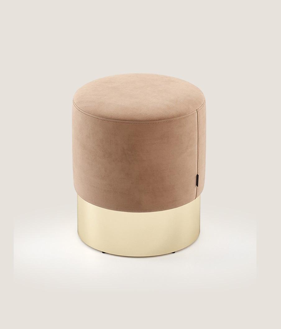 Beige footrest designer pouf side stool upholstered furniture textile