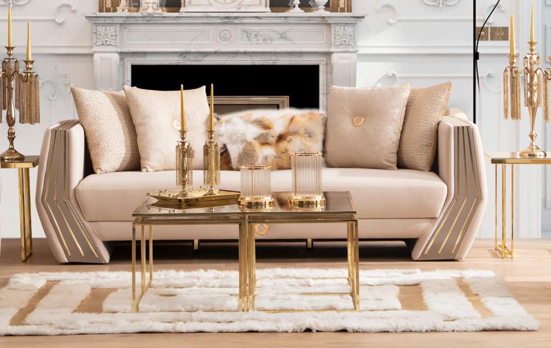 Luxury Sofa 3-Seater Couch Upholstered Wood Leather Living Room Three-Seater Sofas New