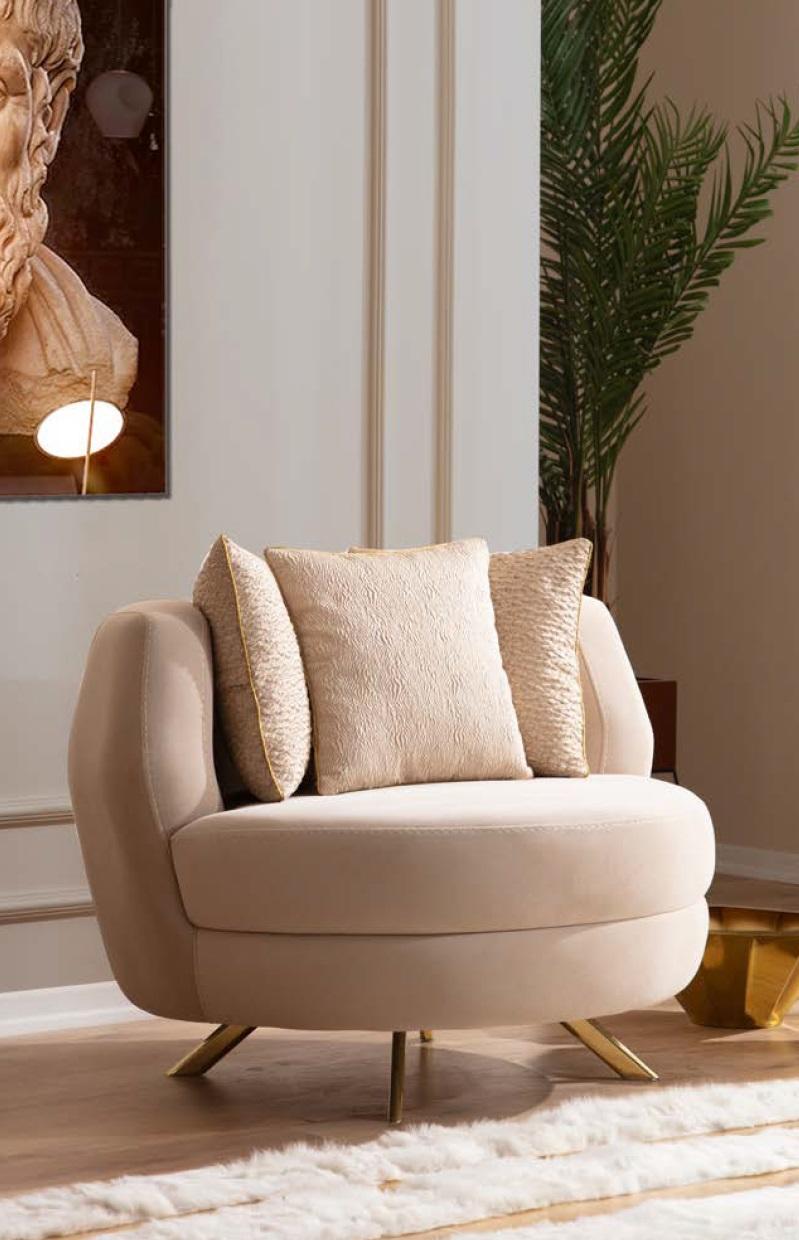 Armchair Luxury Upholstered Furniture Living Room Single Armchair Textile Lounge Restaurant