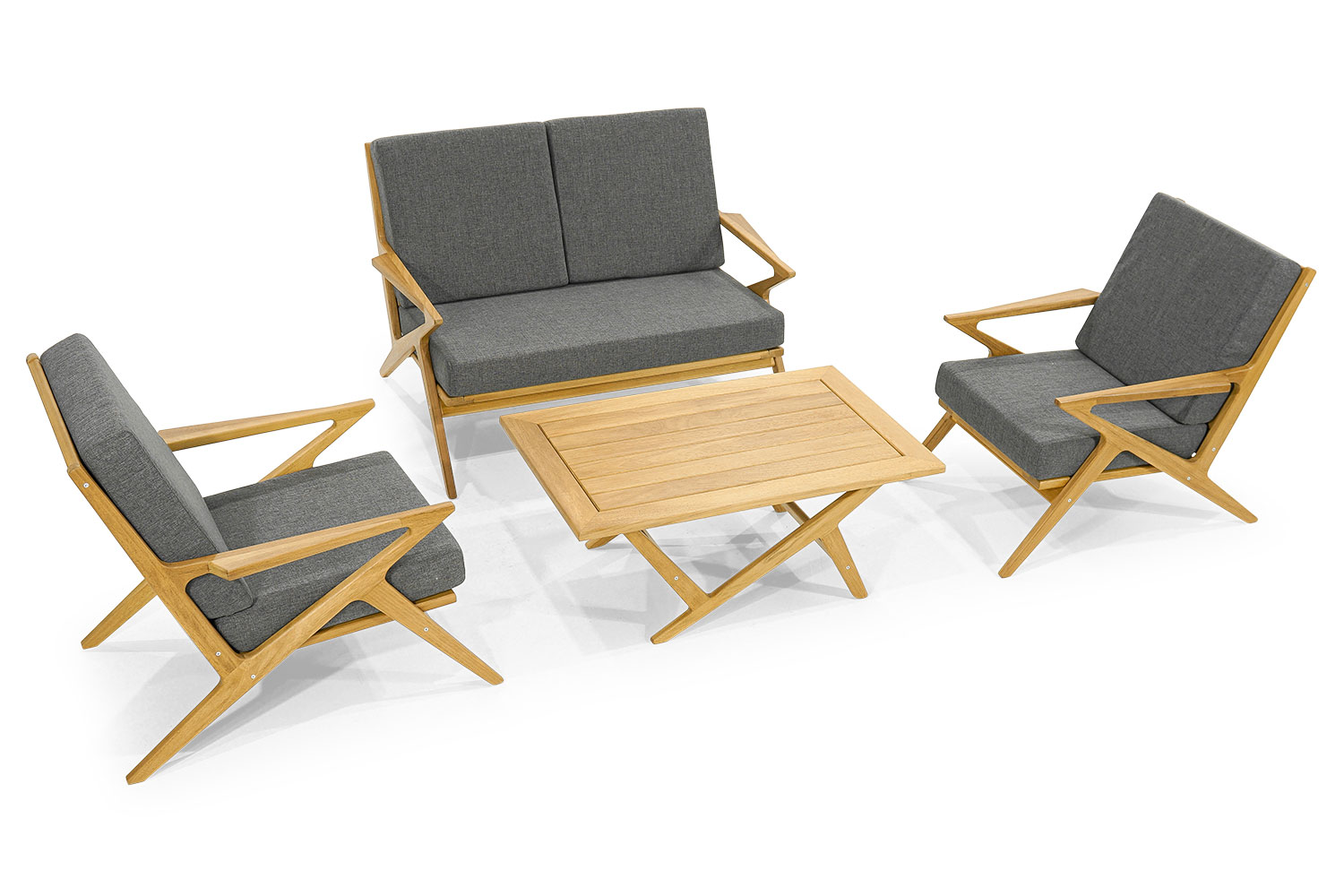 Stylish garden furniture designer 2-seater 2x upholstered armchairs coffee table