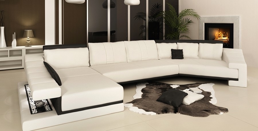 Design round corner sofa couch living landscape U corner upholstered leather corner suite!