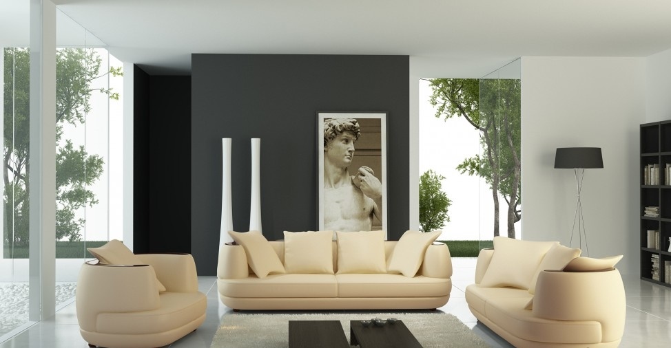 Royal Luxury Designer Sofa Set 3+2+1 Upholstered Leather Sofa Seat Beige