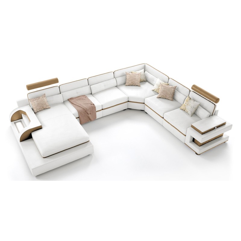 Leather sofa couch upholstered corner sofa living landscape corner set Brugg W/B new