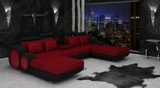 Textile U-shaped sofa corner sofa designer sofa set with 2 reclining sections fabric sofa Berlin