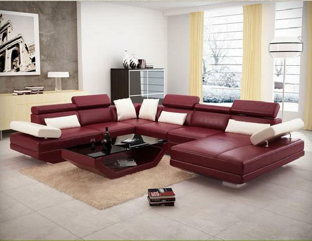 Upholstered living area corner sofa couch set landscape leather AlfredA