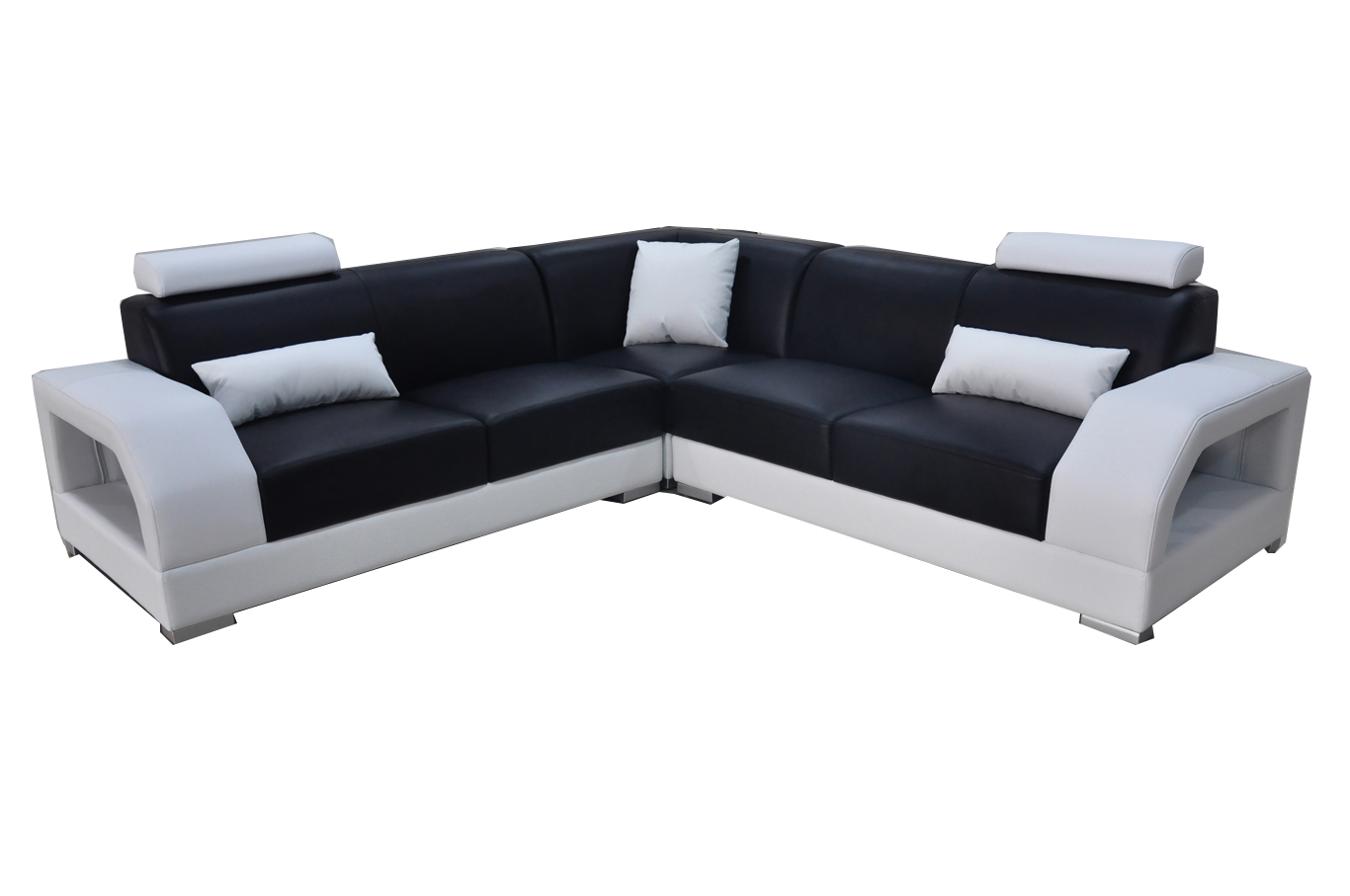 XXL Corner Sofa + USB, Leather Living Room Suite Modern Design L-Shape Sofa G8001B