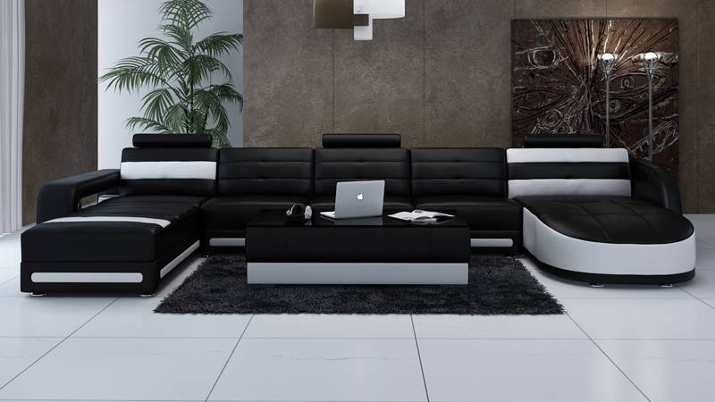 Leather sofa couch living landscape corner sofa set modern design sofa with USB