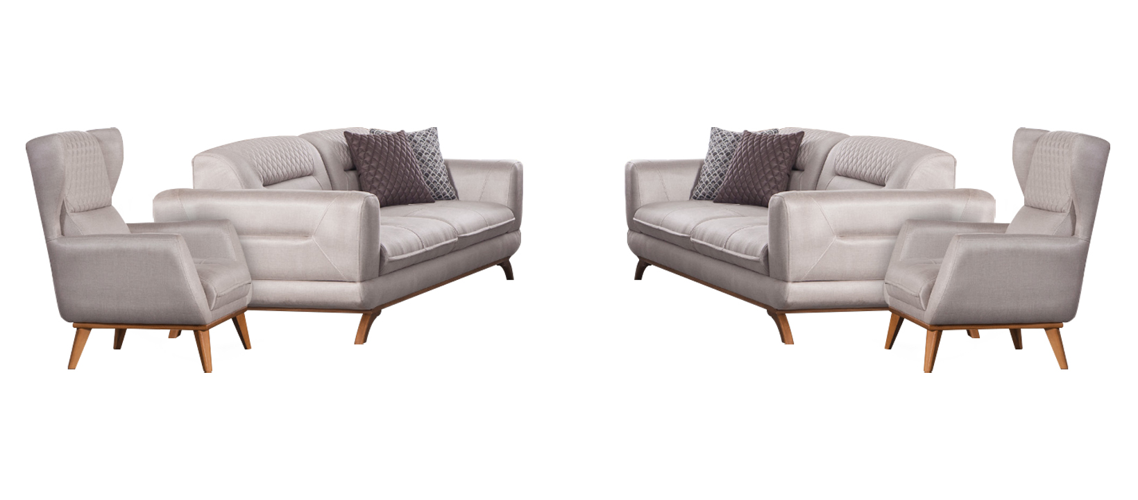 Sofa set with two three-seater sofas and two armchairs for the living room.