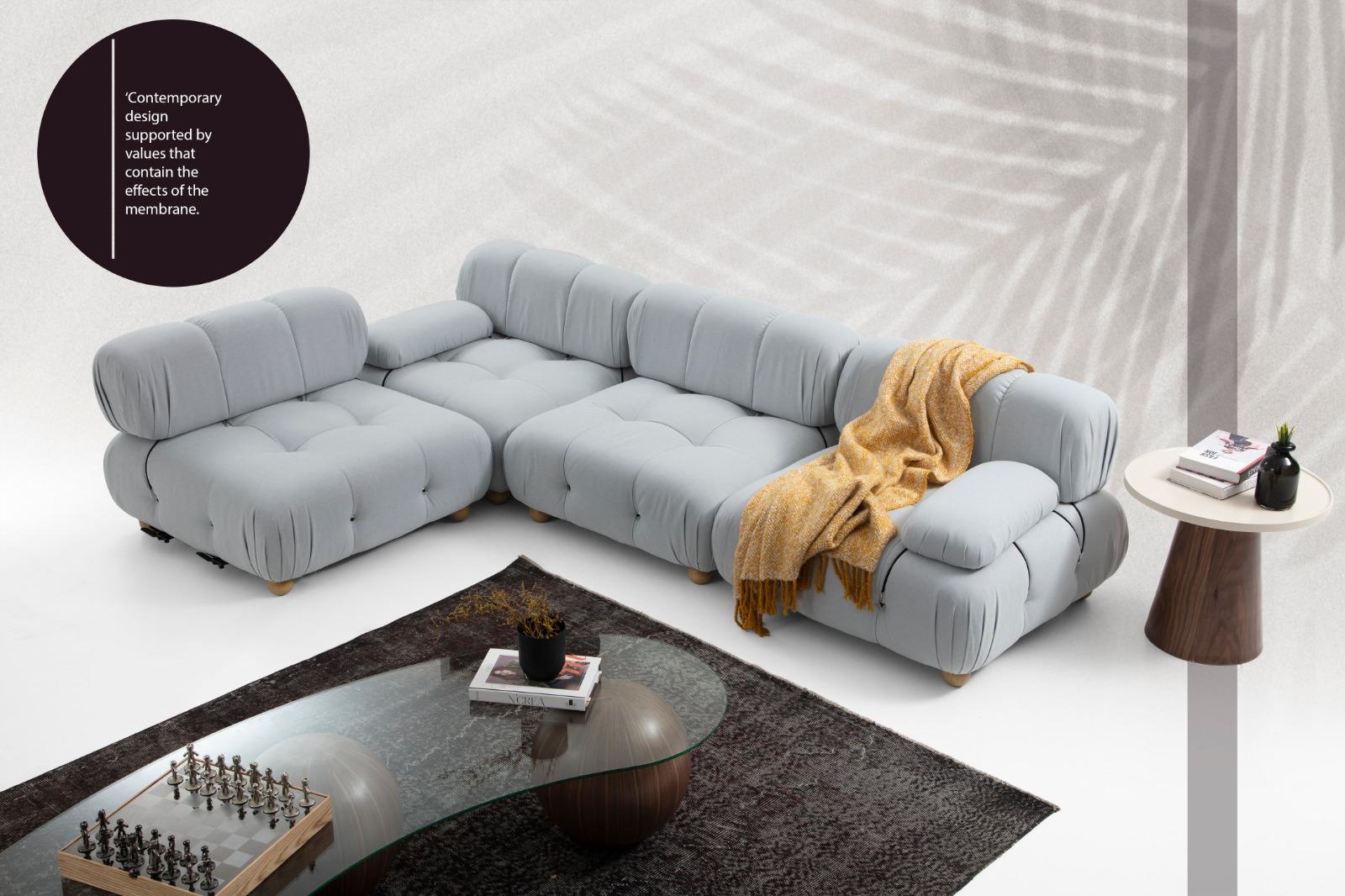Living room corner sofa fabric sofas corner gray modern polyester design