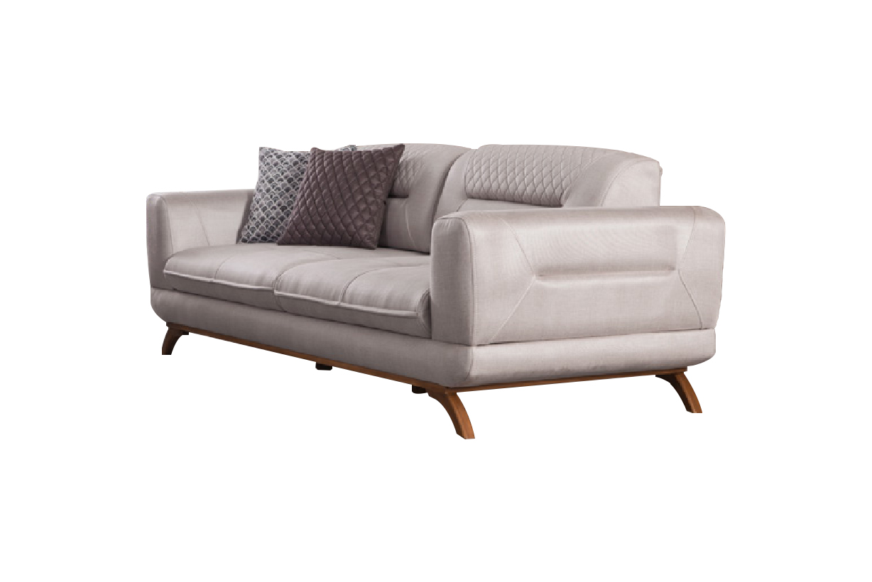 New sofa for the living room in modern style in light gray color.