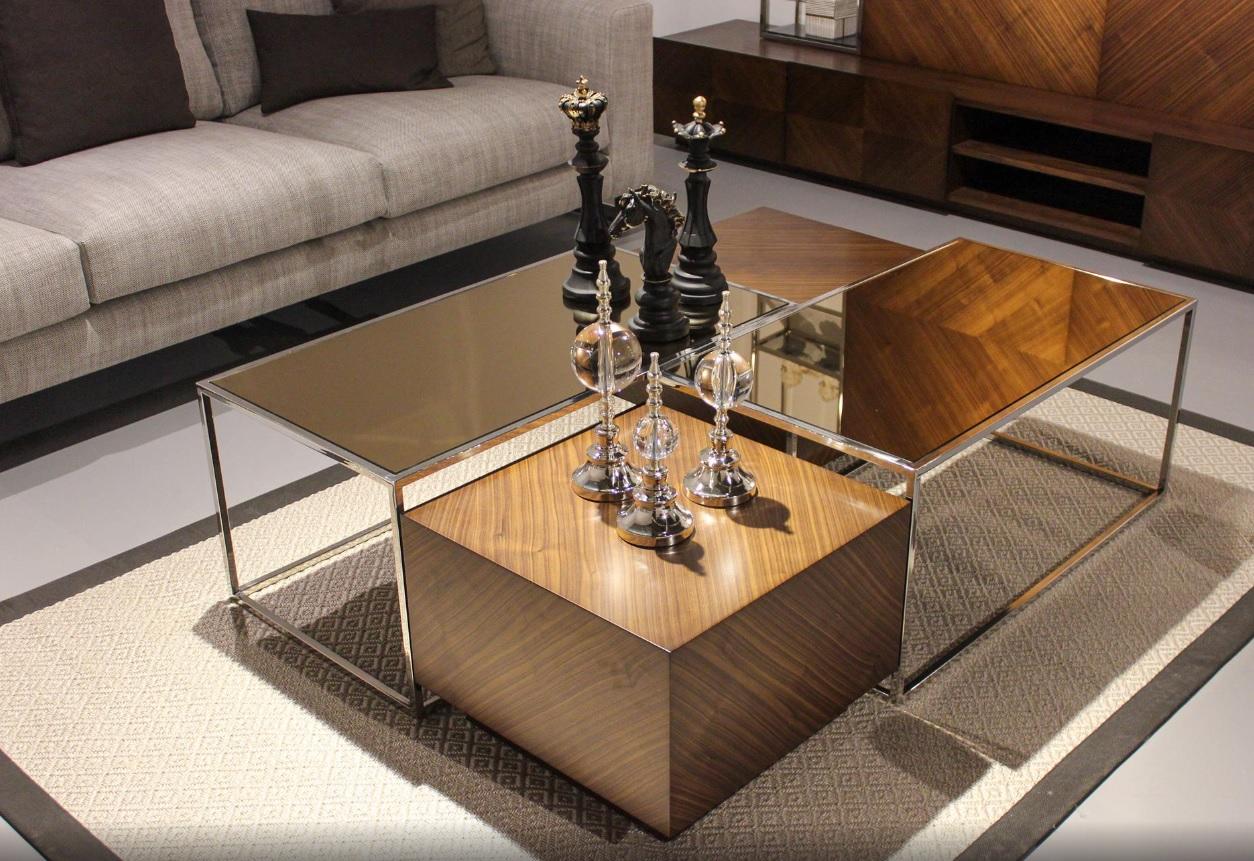 Luxury coffee table living room furniture wood with glass design modern new