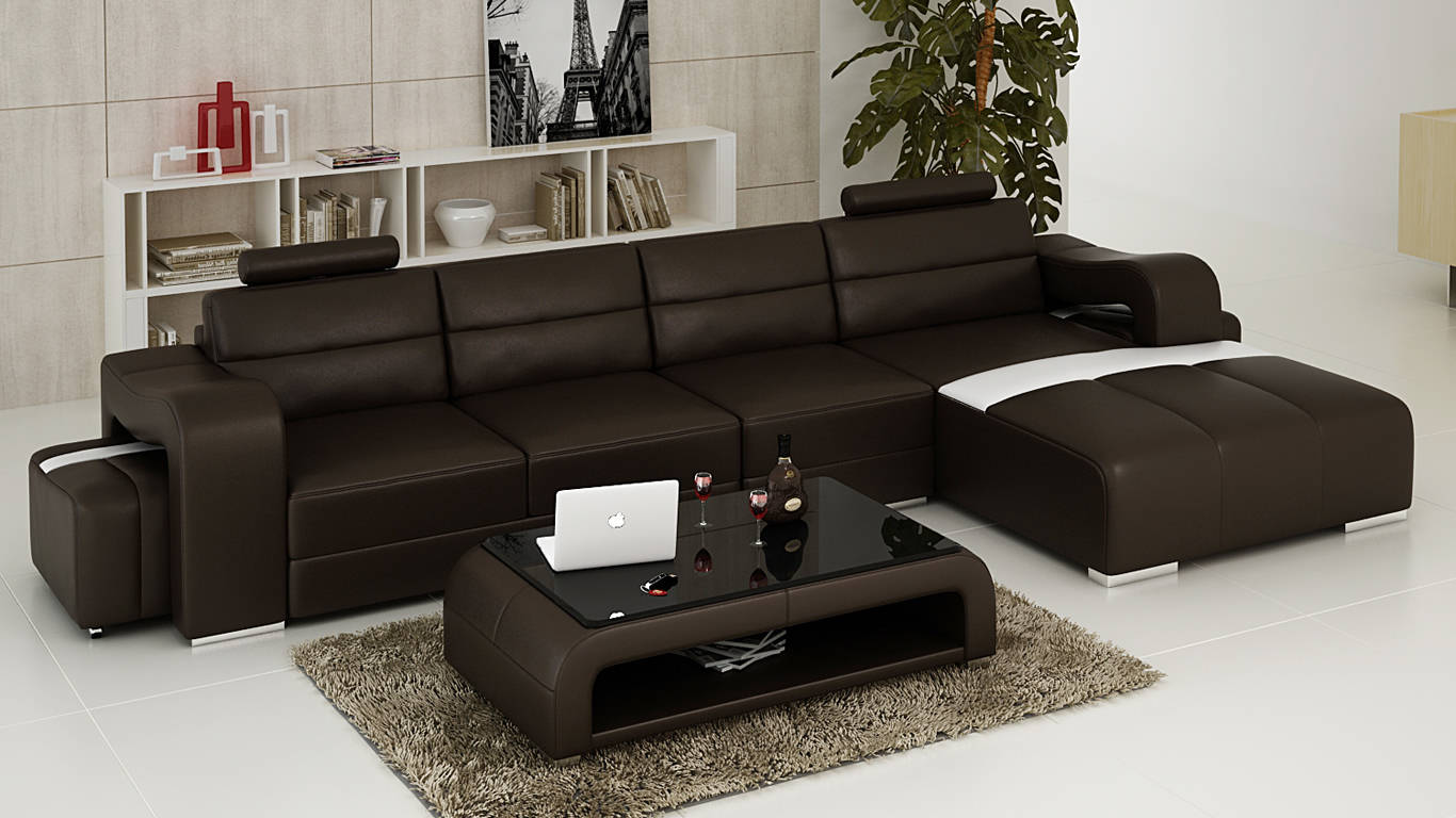 Leather sofa with USB living room set corner sofa corner suite modern design sofa F3008C