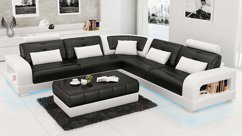 Leather sofa USB living landscape corner sofa corner set design sofa couch L6008B new