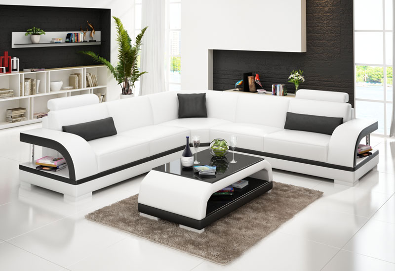 Leather sofa with USB, corner living landscape sofa set, modern design sofa G8011B