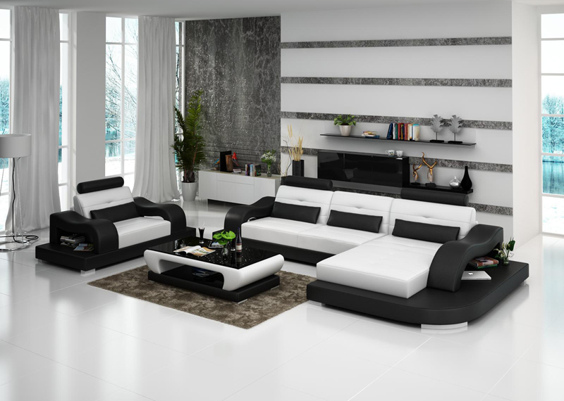 Leather sofa living area corner sofa corner armchair modern design sofa set with USB.