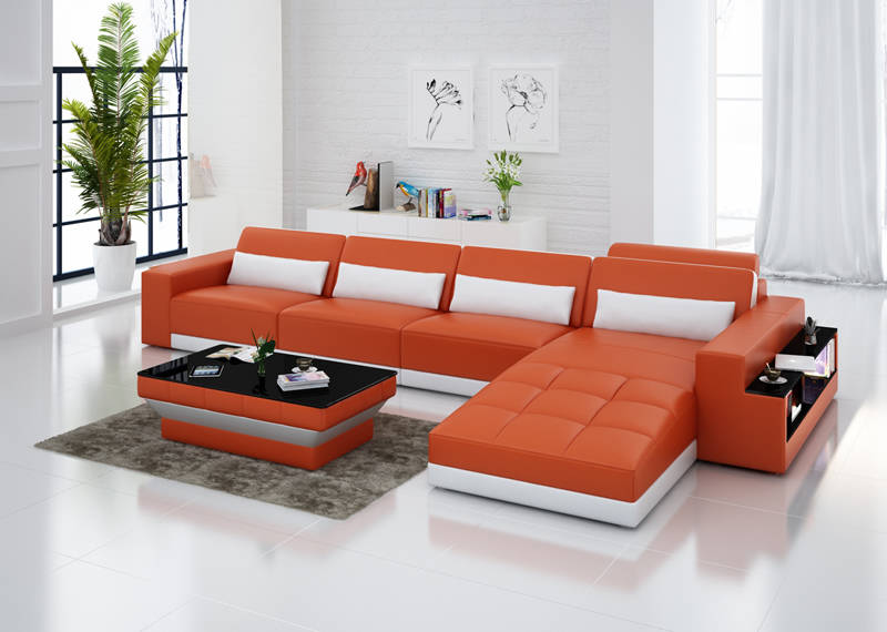 Leather sofa couch living landscape corner sofa corner set modern design sofa with USB