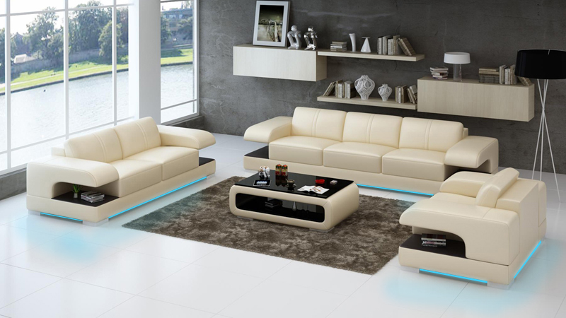 Leather sofa couch living area 321 sofa set new design modern sofa with USB