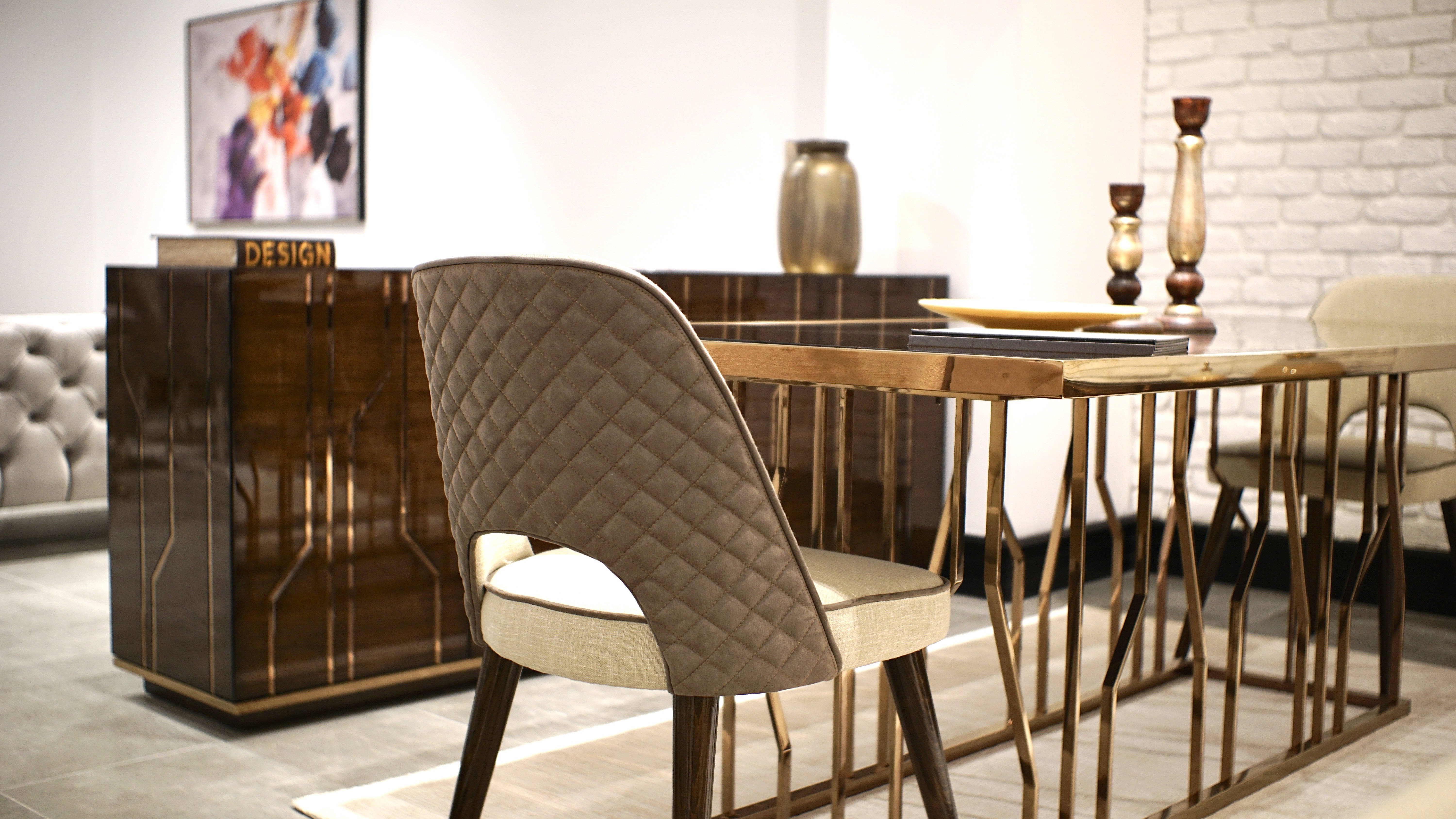 Design Chair Fabric Upholstery Luxury Furniture Dining Room Modern Decor