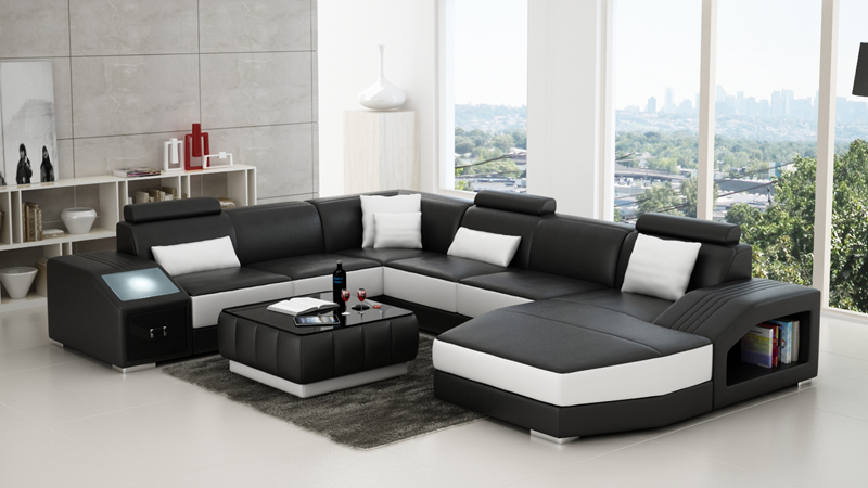 Corner sofa leather living room upholstered corner seating sets living landscape +USB