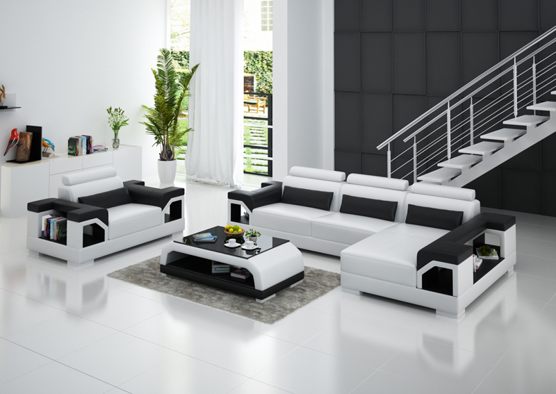 Leather sofa with USB living room set corner sofa + armchair corner suite modern design sofa