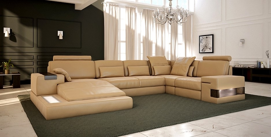 Living area upholstered couch set XXL Big Sofa Bellini design leather sofa new
