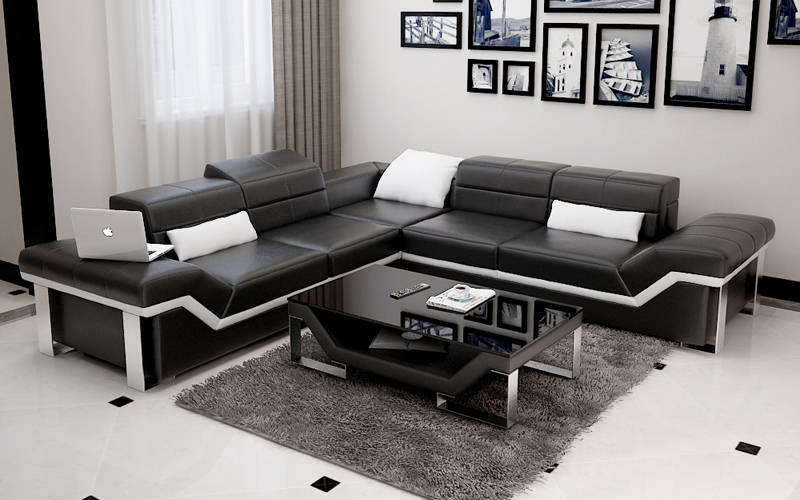 Leather sofa USB living area corner sofa corner set design sofa couch K5007B new