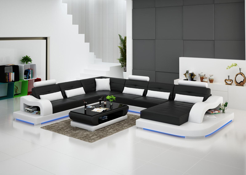 Leather sofa couch living landscape corner sofa corner set modern design sofa with USB