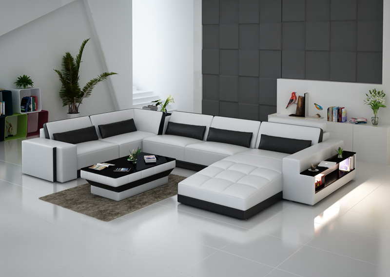 Leather sofa with USB, corner sofa living area, corner set, modern design sofa.