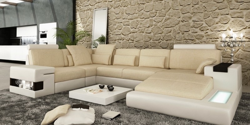 Big Sofa Living Area Leather Sofa Upholstered Seat Corner Couch Set Sofas with USB