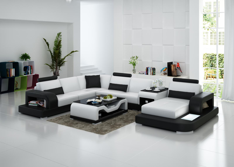 Leather sofa couch living area corner sofa corner set modern design sofa with USB