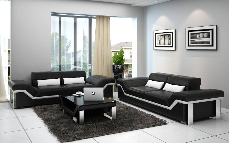Leather sofa with USB living area 3+3 set modern design sofa K5007D