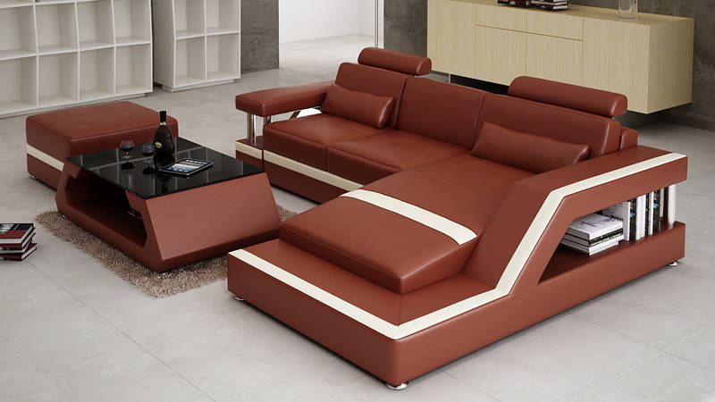 Leather sofa with USB living area corner sofa corner set modern design sofa L6002E