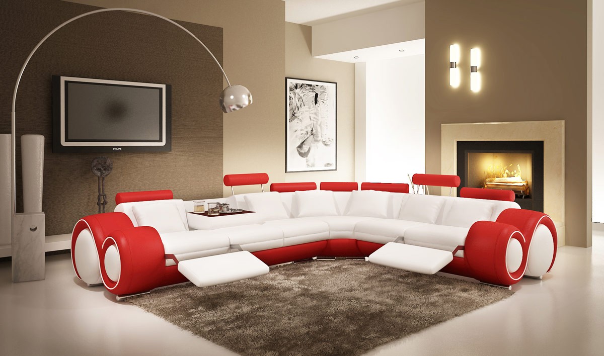 Leather sofa with USB, corner living room set, modern design corner sofa A1163
