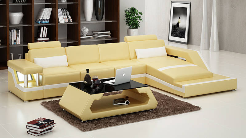 Leather sofa USB living landscape corner sofa corner set modern design sofa L6002D new
