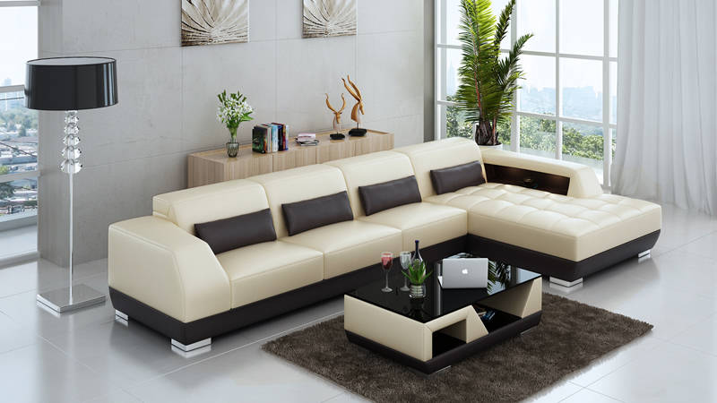 Leather sofa corner sofa + USB set living landscape upholstered L-shape couch sofa G8024C