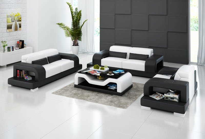 Leather sofa couch living landscape 3+2+1 seat set modern design sofa with USB