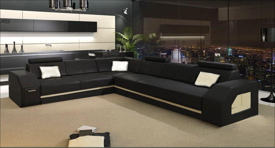 Leather sofa couch living area corner sofa corner set modern design sofa with USB
