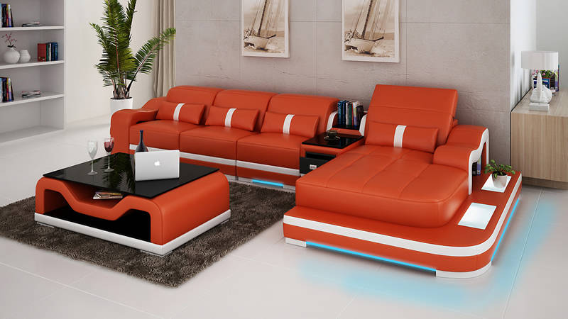 Leather sofa with USB Couch living landscape corner sofa corner sofa set modern design