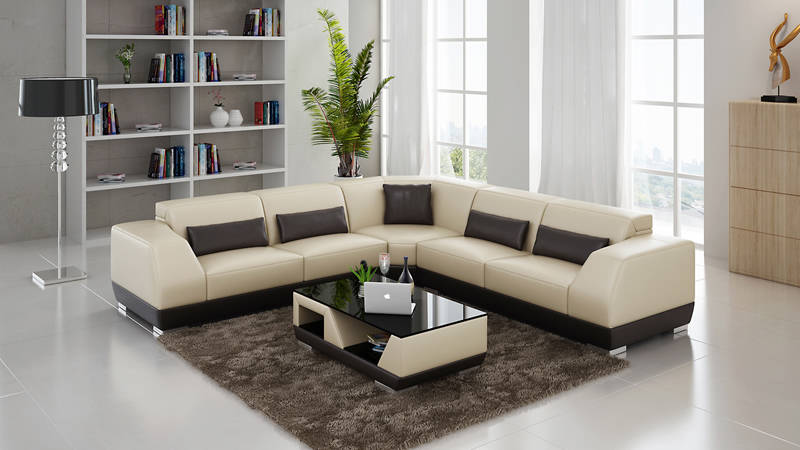 Leather sofa with USB living area corner sofa corner set modern design sofa G8024B