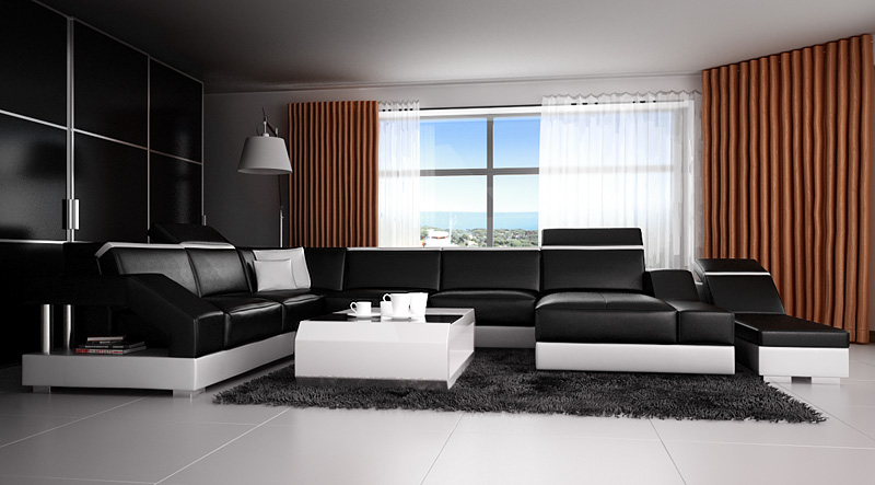 Leather sofa, couch, living landscape, corner sofa set, modern design sofa with USB.