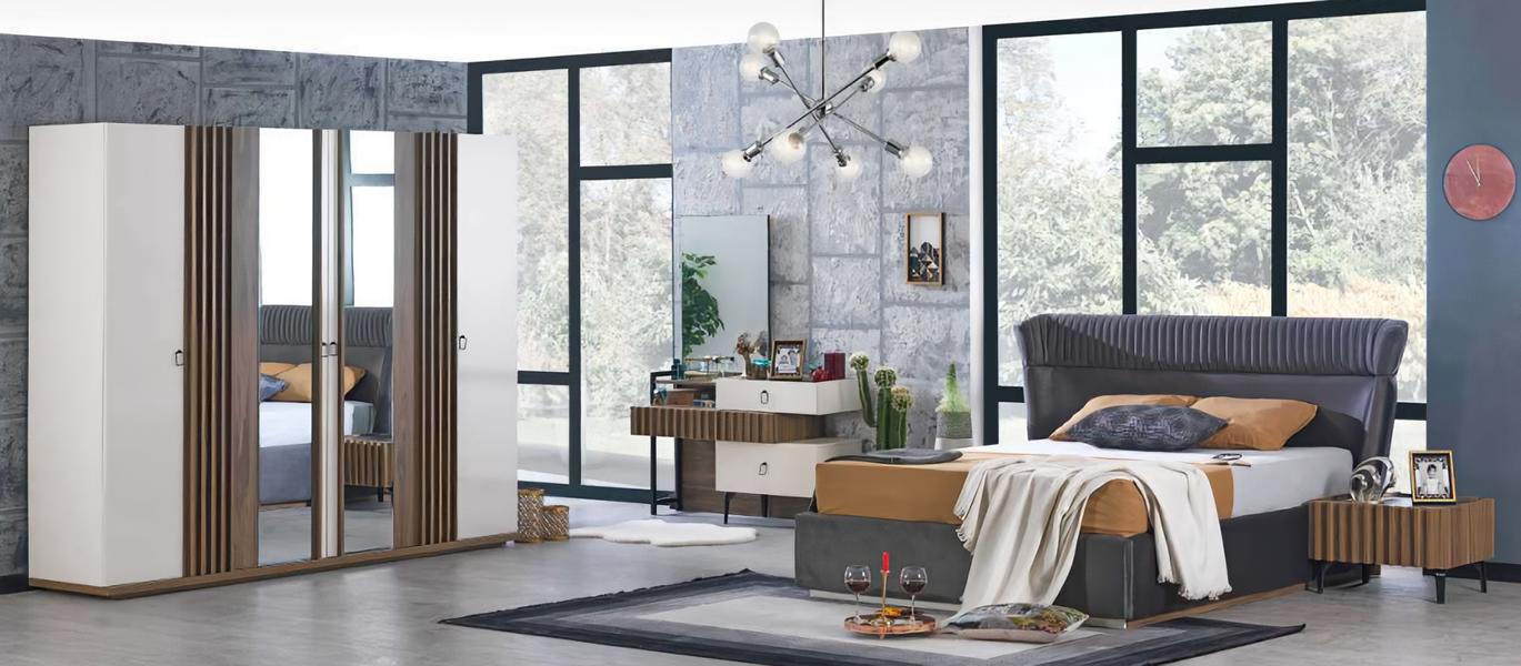 Bedroom complete sleep set set bed wardrobe closet 5-piece