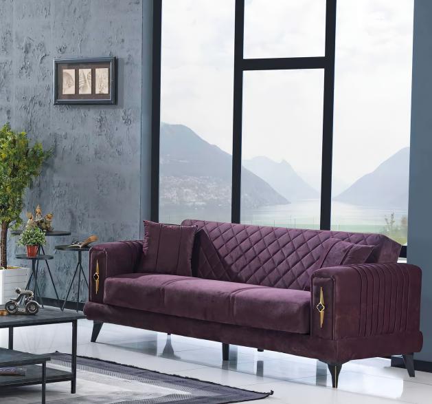 Design Lila Sofa 3-Seater Living Room Textile Upholstered Furniture Modern Three-Seater Sofa