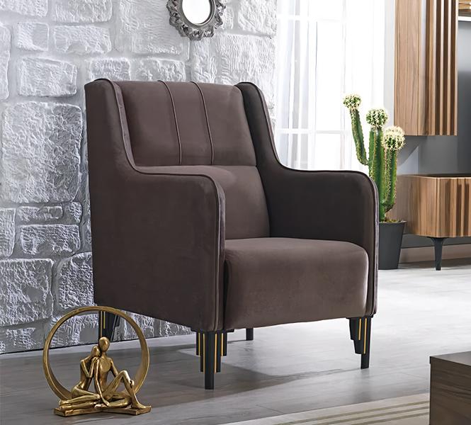 Living Room Brown Armchair Design Upholstered Furniture Seat Modern Interior