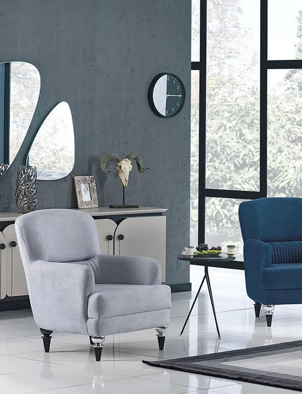 Luxury Armchair Gray Upholstered Furniture Modern Design Upholstered Chair Living Room